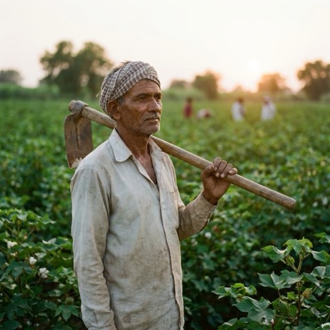 A farm worker in a field